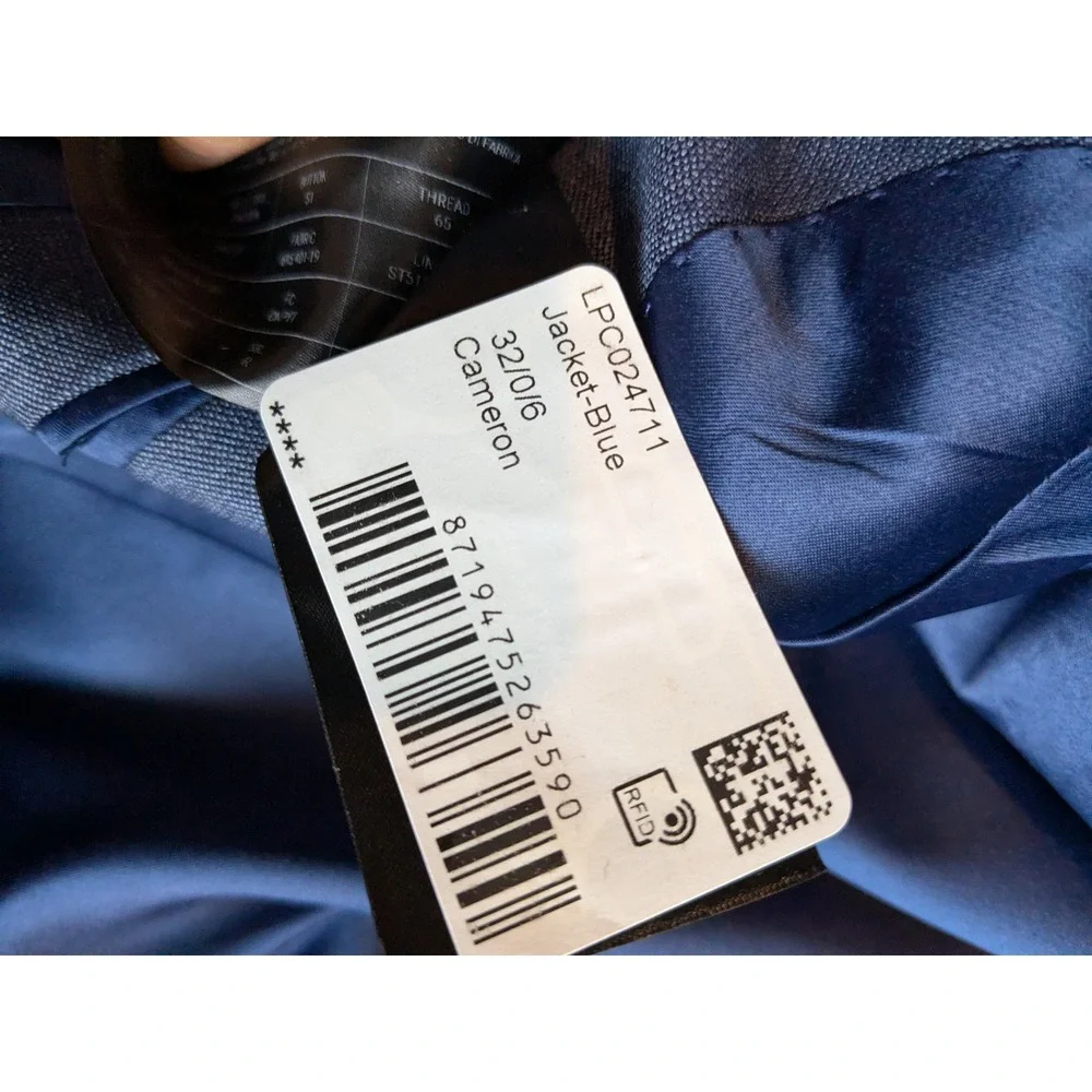 NWOT SUISTUDIO Women's Blue Wool Suit Set Blazer‎ 32R Pants 24x29 READ